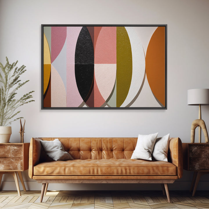 Eagle Totem with Feathers and Geometric Shapes Framed Canvas Print, Tribal Art, Room Decor, Living Room Decor, Abstract Art, TRI-3x2-40