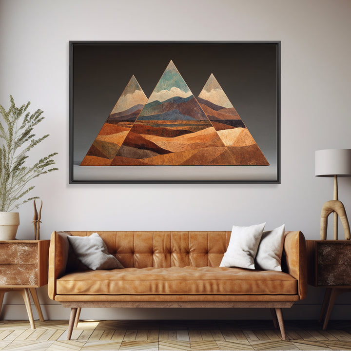 Desert Rhythm Pattern Framed Canvas Print, Tribal Art, Earthy, Living Room Decor, Fine Art, Tribal, Textured Painting, TRI-3x2-50