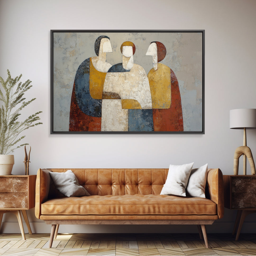 Abstract Family Figures Canvas Print, Tribal Art, Original Art, Living Room Decor, Fine Art, Tribal, Native American Art, TRI-3x2-51