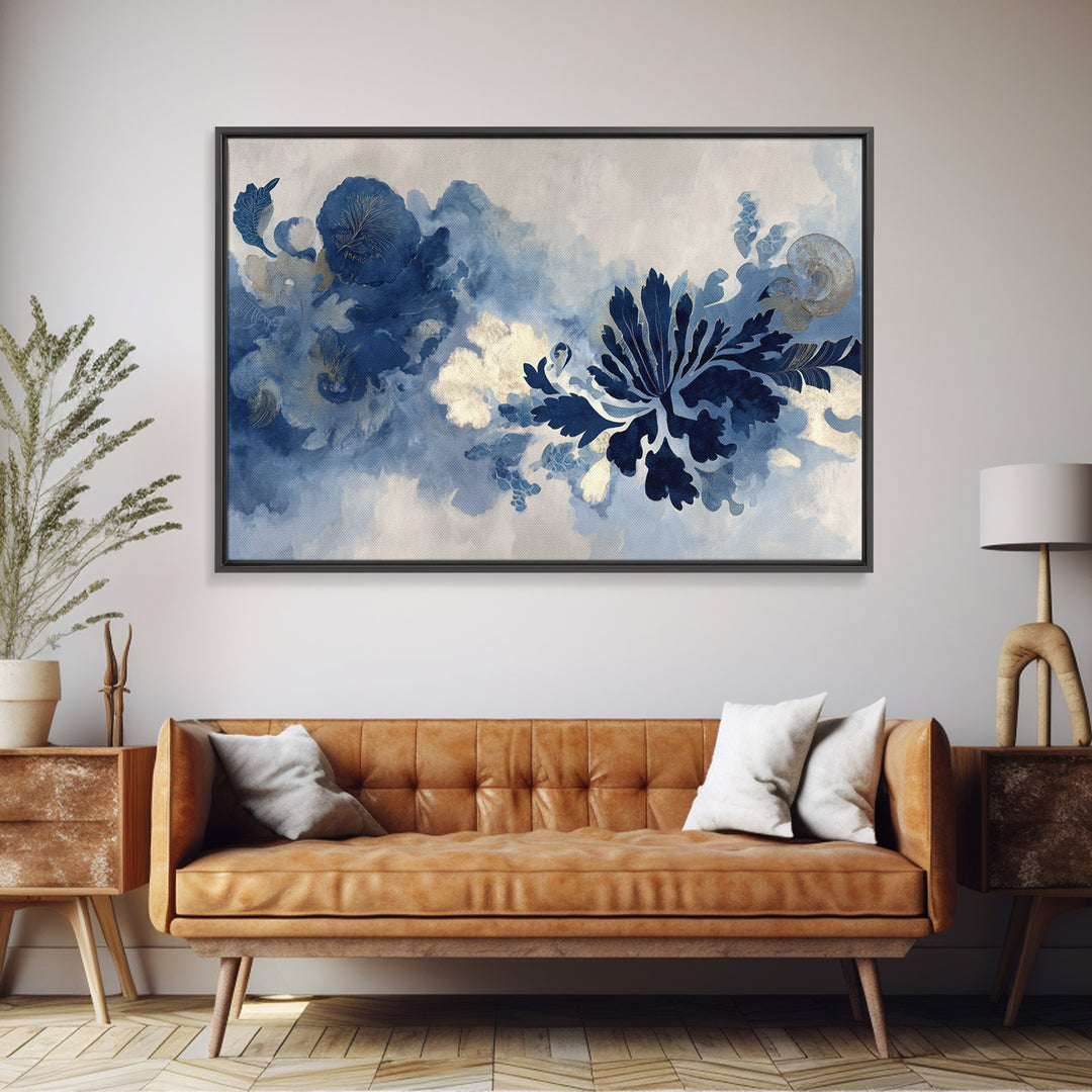 Indigo Textile Design Canvas Print, Tribal Art, Abstract Painting, Living Room Decor, Fine Art, Tribal, African Decor, TRI-3x2-84