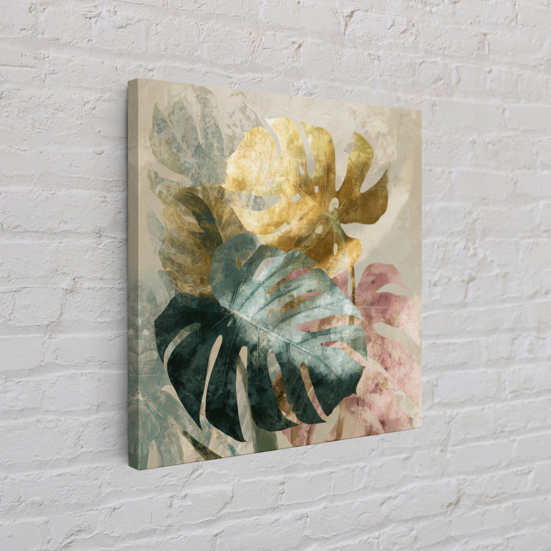 Lush Monstera Leaves Framed Canvas Print, Tropical Art, Modern Decor, Living Room Decor, Fine Art, Tropic, Wall Decor, TRO-1x1-1