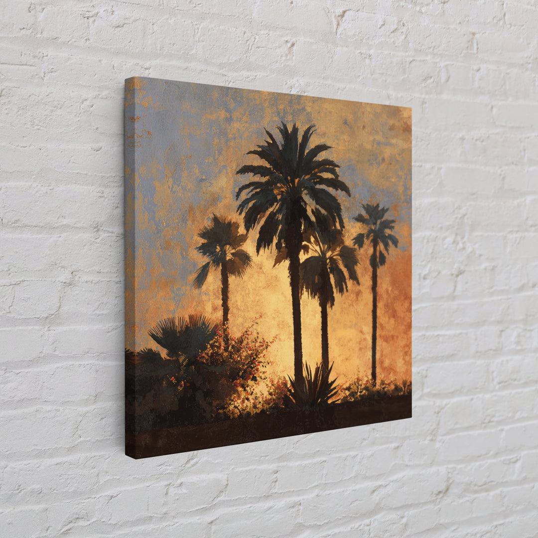 Palm Tree Silhouettes Framed Canvas Print, Tropical Art, Beach Prints, Living Room Decor, Watercolor Art, Tropic, TRO-1x1-100