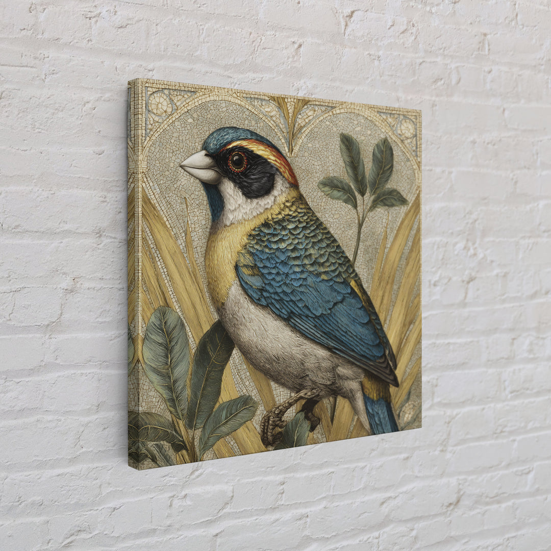 Colorful Jungle Bird Pattern Canvas Print, Tropical Art, Print, Living Room Decor, Fine Art, Tropic, Coastal Wall Art, TRO-1x1-20