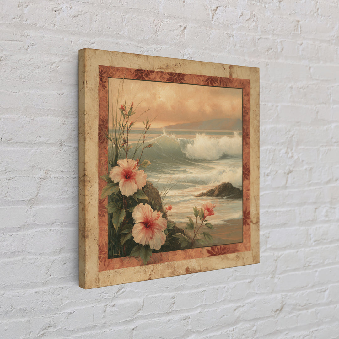 Sunset Surf Scene Canvas Print, Tropical Art, Beach Decor, Living Room Decor, Oil Painting, Tropic, Fine Art Print, TRO-1x1-22