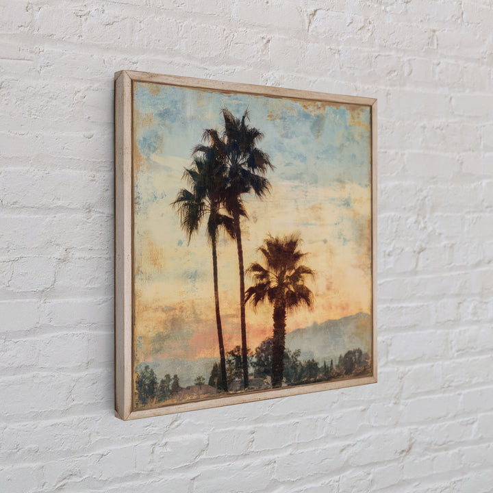 Palm Tree Silhouettes Framed Canvas Print, Tropical Art, Digital Art, Living Room Decor, Oil Painting, Tropic, Watercolor Art, TRO-1x1-28