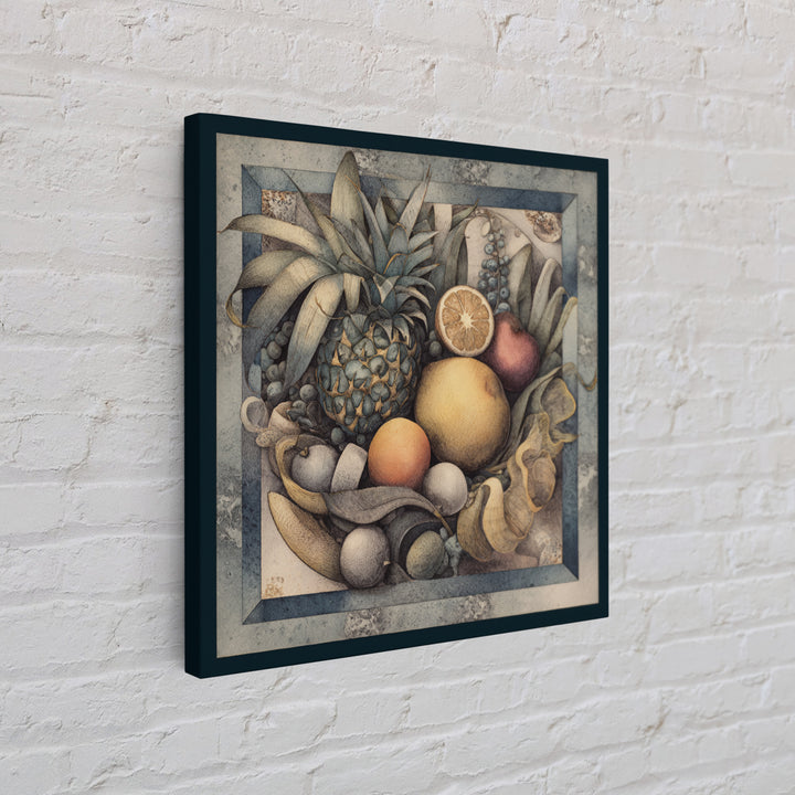 Tropical Fruit Market Arrangement Framed Canvas Print, Tropical Art, Coastal Decor, Living Room Decor, Fine Art, Tropic, TRO-1x1-39