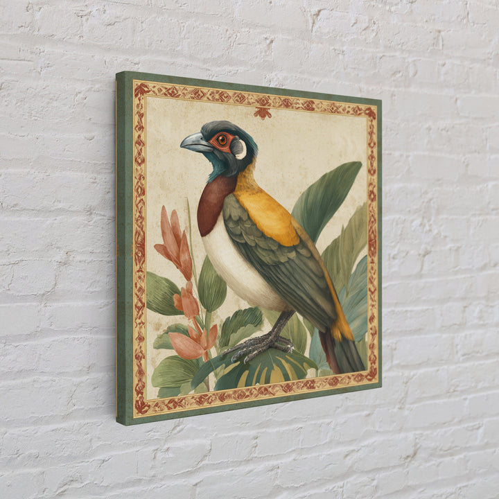 Colorful Jungle Bird Pattern Framed Canvas Print, Tropical Art, Digital Print, Living Room Decor, Tropic, Downloadable Prints, TRO-1x1-44