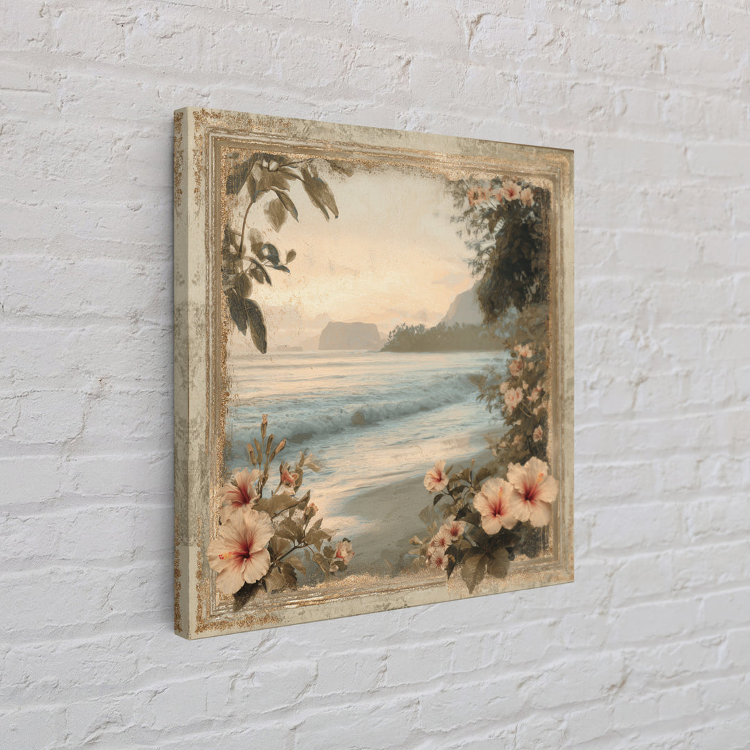 Sunset Surf Scene Framed Canvas Print, Tropical Art, Gallery Wall Art, Living Room Decor, Fine Art, Tropic, Textured Painting, TRO-1x1-46