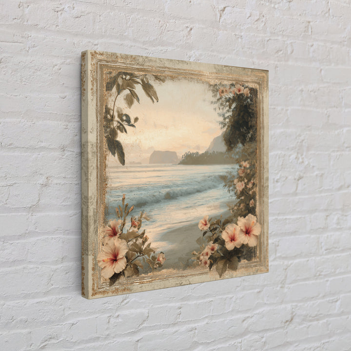 Sunset Surf Scene Framed Canvas Print, Tropical Art, Gallery Wall Art, Living Room Decor, Fine Art, Tropic, Textured Painting, TRO-1x1-46