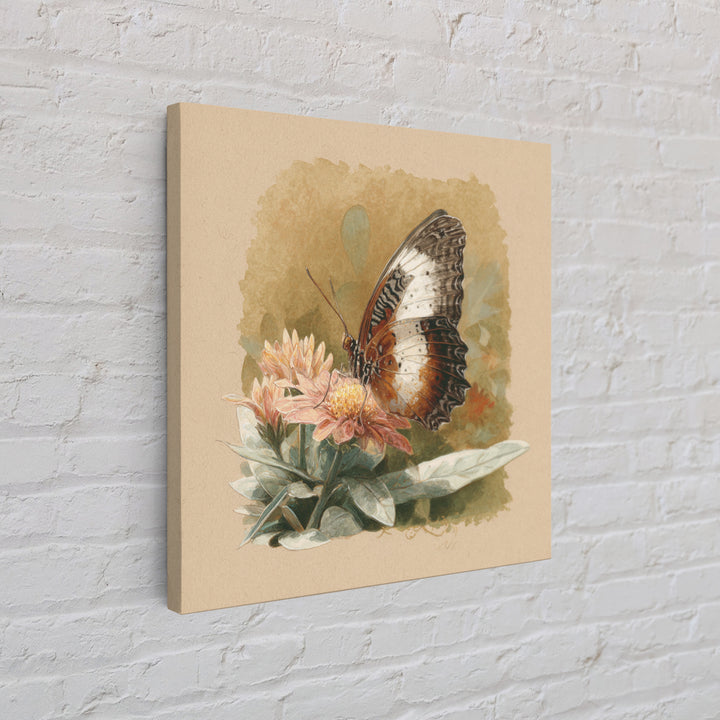 Tropical Butterfly and Flower Study Framed Canvas Print, Tropical Art, Set of 3 Prints, Living Room Decor, Fine Art, Tropic, TRO-1x1-47