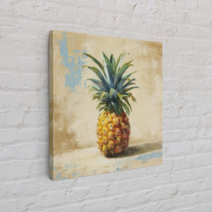 Pineapple and Palm Still Life Framed Canvas Print, Tropical Art, Downloadable Prints, Living Room Decor, Watercolor Art, Tropic, TRO-1x1-6