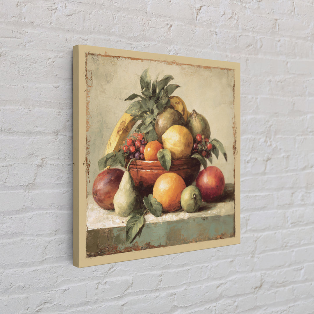 Tropical Fruit Market Arrangement Framed Canvas Print, Tropical Art, Neutral Decor, Living Room Decor, Fine Art, Tropic, TRO-1x1-63