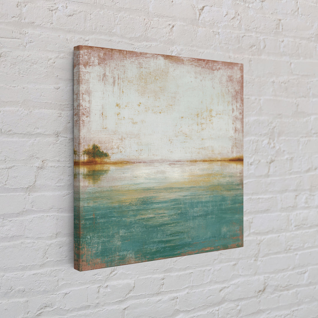 Tropical Lagoon with Turquoise Water Framed Canvas Print, Tropical Art, Pink Wall Art, Living Room Decor, Fine Art, Tropic, TRO-1x1-7