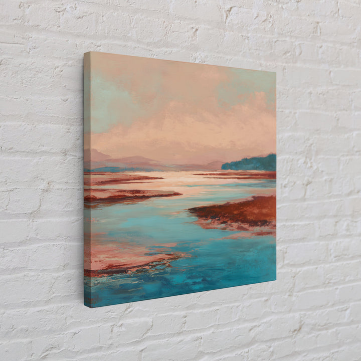 Tropical Lagoon with Turquoise Water Framed Canvas Print, Tropical Art, Boho Decor, Living Room Decor, Oil Painting, Tropic, TRO-1x1-79