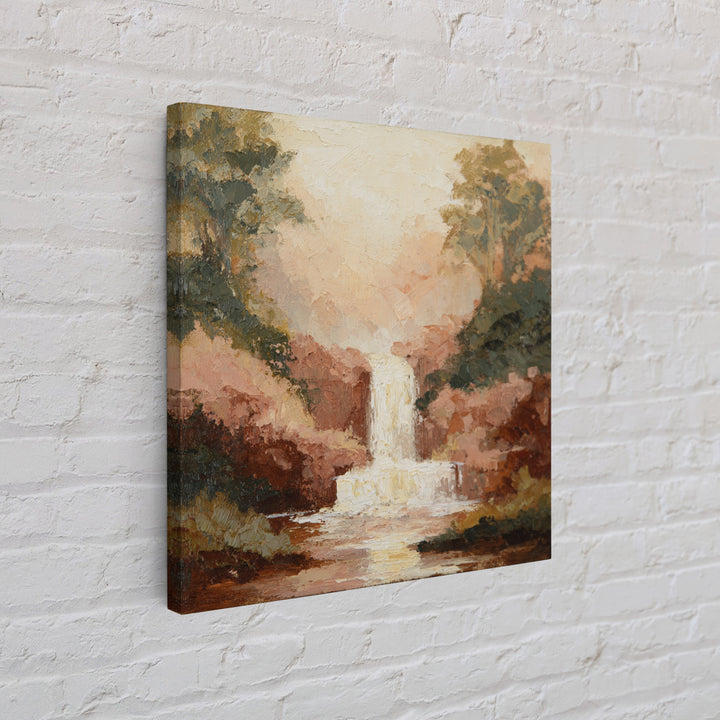 Jungle Waterfall with Misty Light Canvas Print, Tropical Art, Minimalist Decor, Living Room Decor, Fine Art, Tropic, TRO-1x1-85