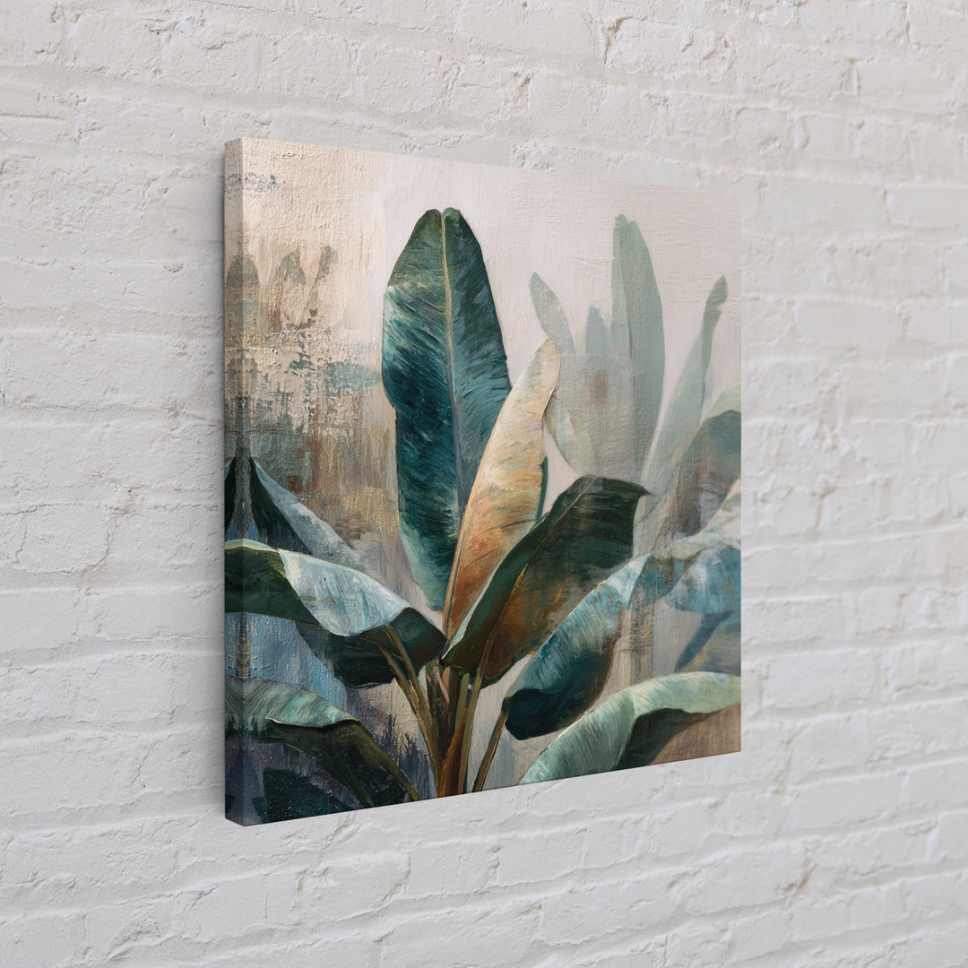Banana Leaves Layered Canvas Print, Tropical Art, Statement Artwork, Living Room Decor, Fine Art, Tropic, Digital Prints, TRO-1x1-9