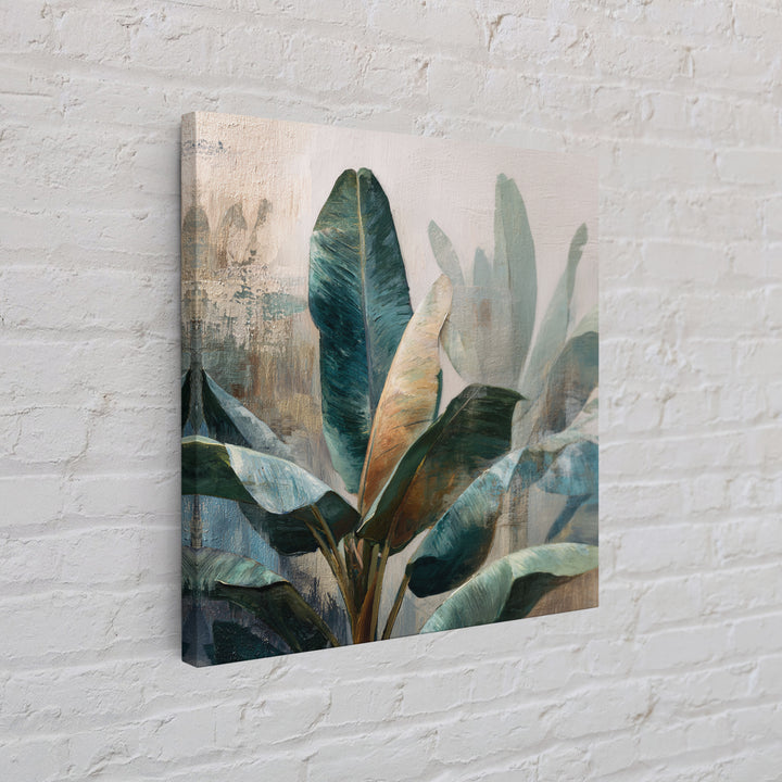 Banana Leaves Layered Canvas Print, Tropical Art, Statement Artwork, Living Room Decor, Fine Art, Tropic, Digital Prints, TRO-1x1-9