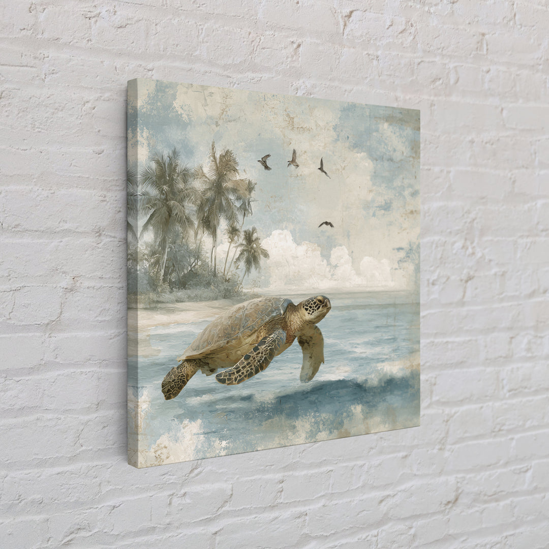 Sea Turtle Near Tropical Reef Canvas Print, Tropical Art, Room Decor, Living Room Decor, Fine Art, Tropic, Printable, TRO-1x1-91