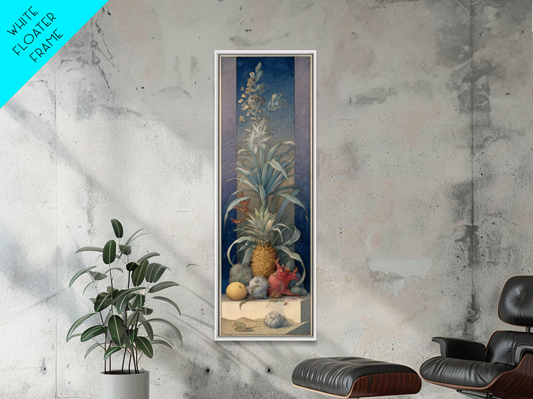 Pineapple and Palm Still Life Canvas Print, Tropical Art, Neutral Decor, Living Room Decor, Fine Art, Tropic, Home Decor, TRO-1x3-18