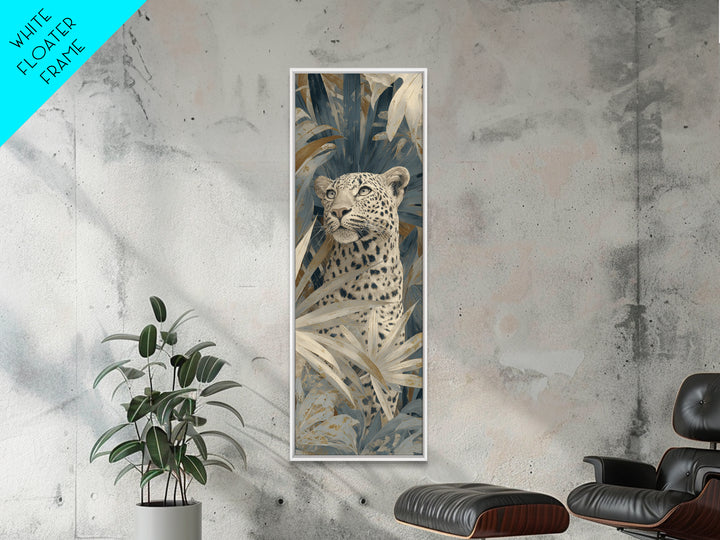 Leopard Hidden Among Palm Leaves Canvas Print, Tropical Art, Whimsical Art, Living Room Decor, Fine Art, Tropic, TRO-1x3-2