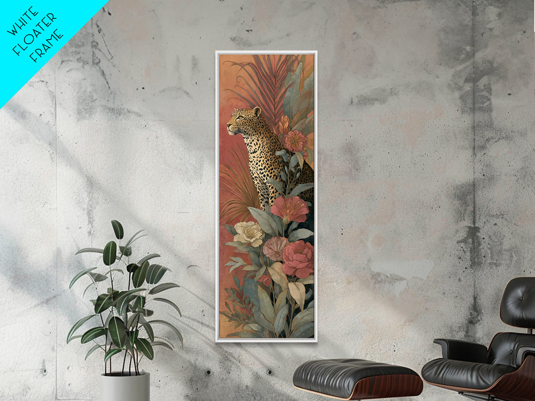Leopard Hidden Among Palm Leaves Canvas Print, Tropical Art, Whimsical Art, Living Room Decor, Fine Art, Tropic, TRO-1x3-26