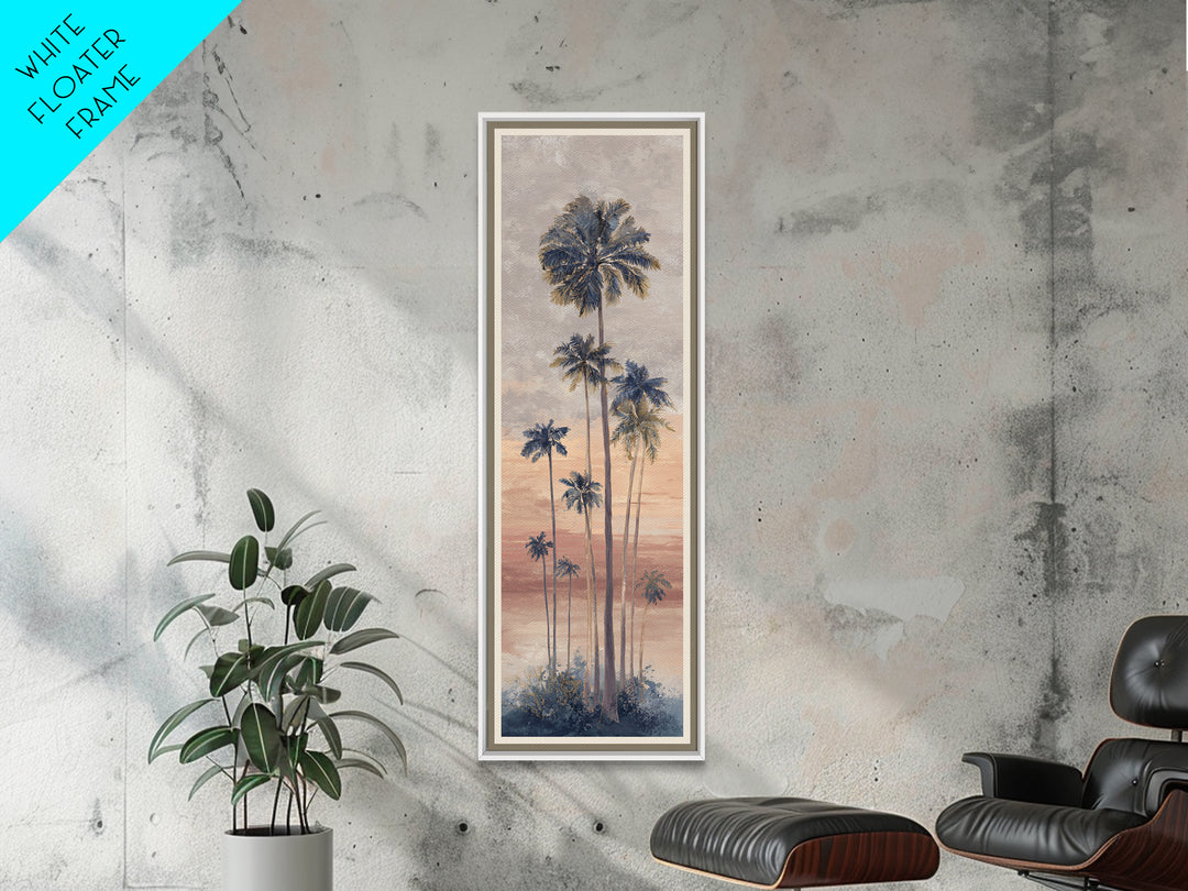 Palm Tree Silhouettes Canvas Print, Tropical Art, Pink Wall Art, Living Room Decor, Fine Art, Tropic, Coastal Art, Beach Print, TRO-1x3-40