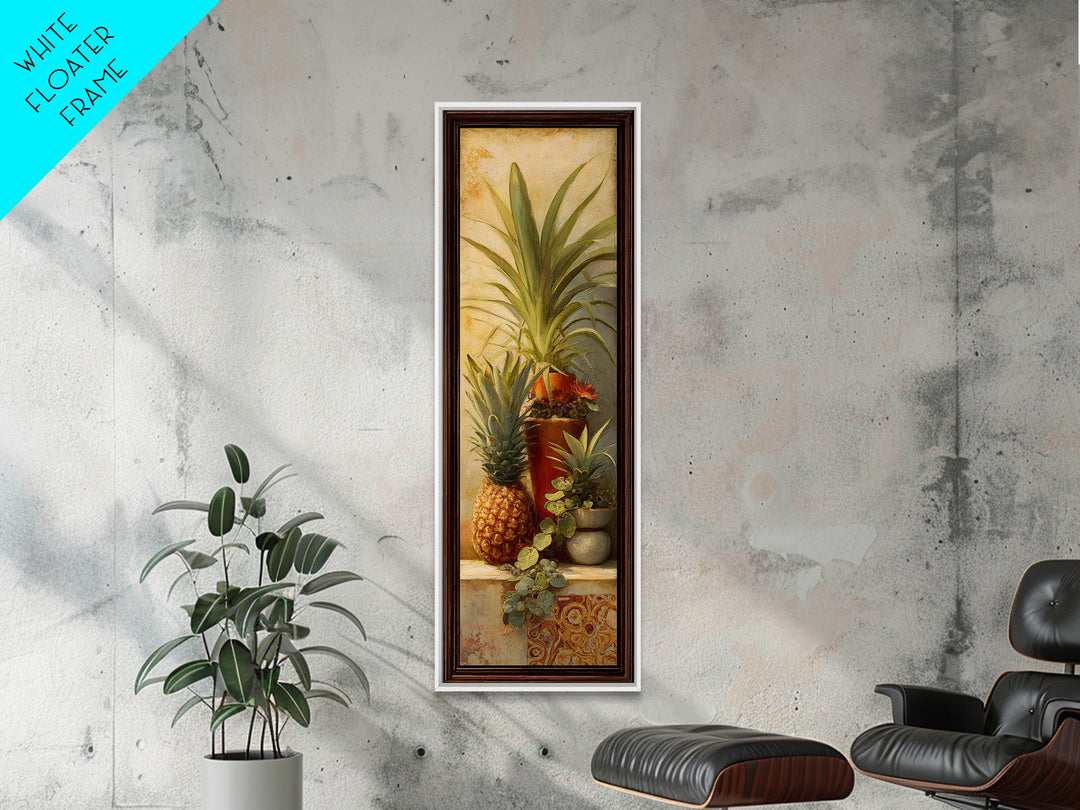 Pineapple and Palm Still Life Canvas Print, Tropical Art, Neutral Decor, Living Room Decor, Fine Art, Tropic, Home Decor, TRO-1x3-42