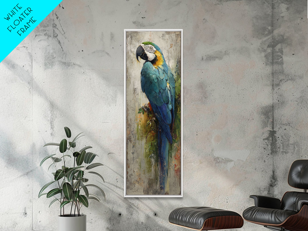Parrot Portrait with Emerald Feathers Canvas Print, Tropical Art, Printable, Living Room Decor, Fine Art, Tropic, Coastal Decor, TRO-1x3-44