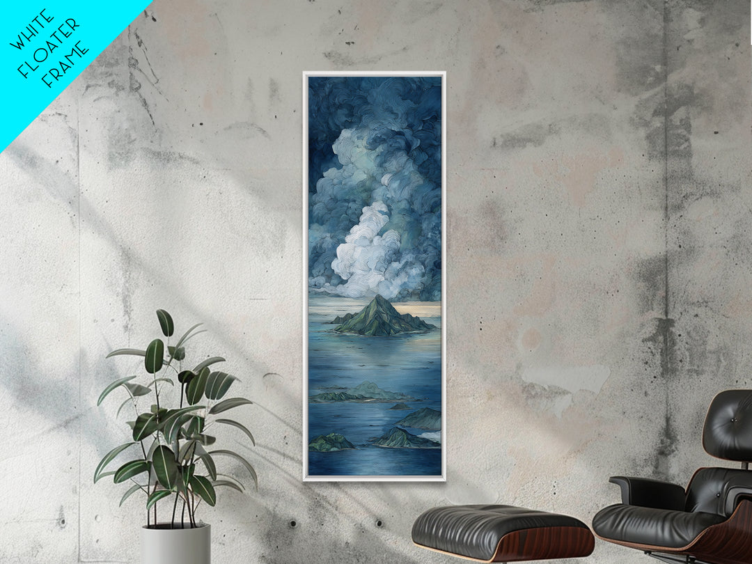 Island Volcano with Lush Foreground Canvas Print, Tropical Art, Fine Art Print, Living Room Decor, Tropic, Digital Prints, TRO-1x3-5