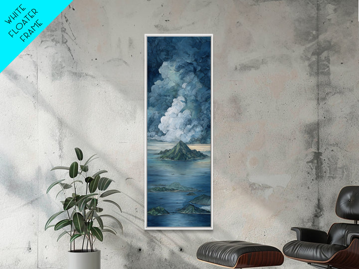 Island Volcano with Lush Foreground Canvas Print, Tropical Art, Fine Art Print, Living Room Decor, Tropic, Digital Prints, TRO-1x3-5