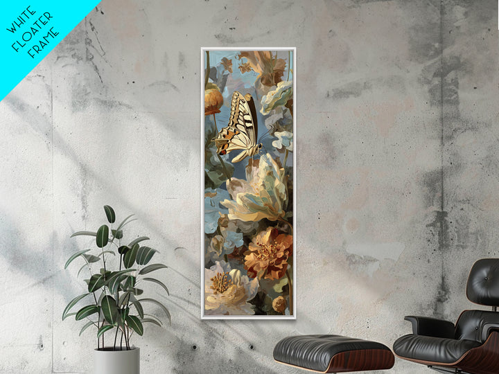 Tropical Butterfly and Flower Study Canvas Print, Tropical Art, Beach Wall Art, Living Room Decor, Oil Painting, Tropic, TRO-1x3-59