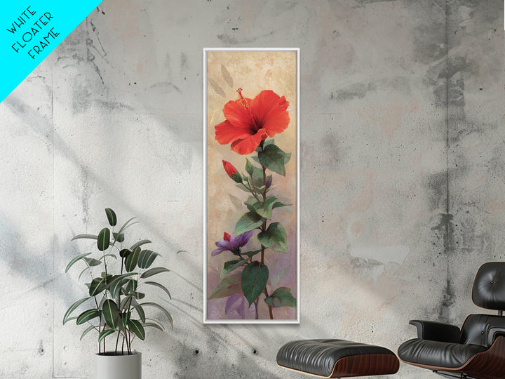 Hibiscus Flower Closeup Canvas Print, Tropical Art, Print, Living Room Decor, Watercolor Art, Tropic, Coastal Wall Art, TRO-1x3-65