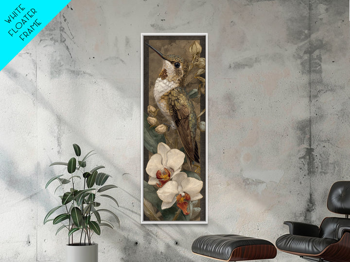 Orchid and Hummingbird Composition Framed Canvas Print, Tropical Art, Modern Decor, Living Room Decor, Fine Art, Tropic, TRO-1x3-70