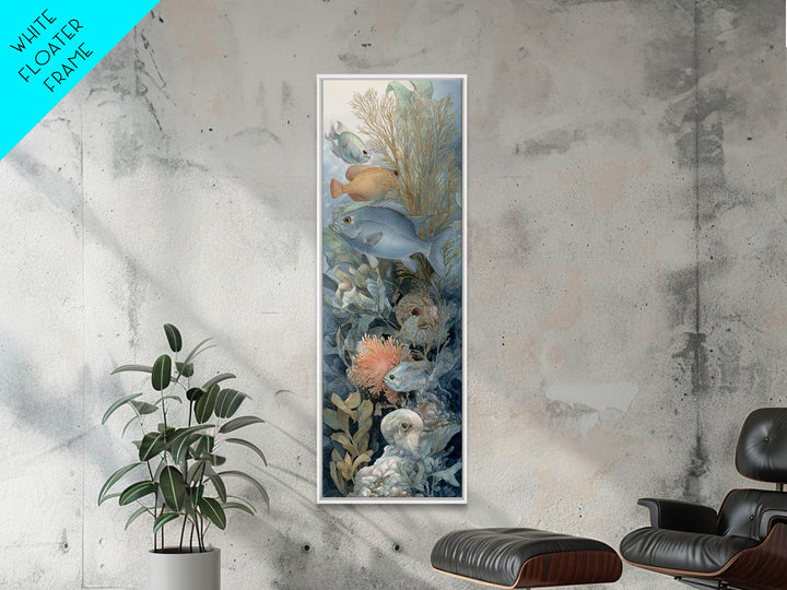 Tropical Fish over Coral Reef Framed Canvas Print, Tropical Art, Gallery Decor, Living Room Decor, Fine Art, Tropic, Wall Art, TRO-1x3-71