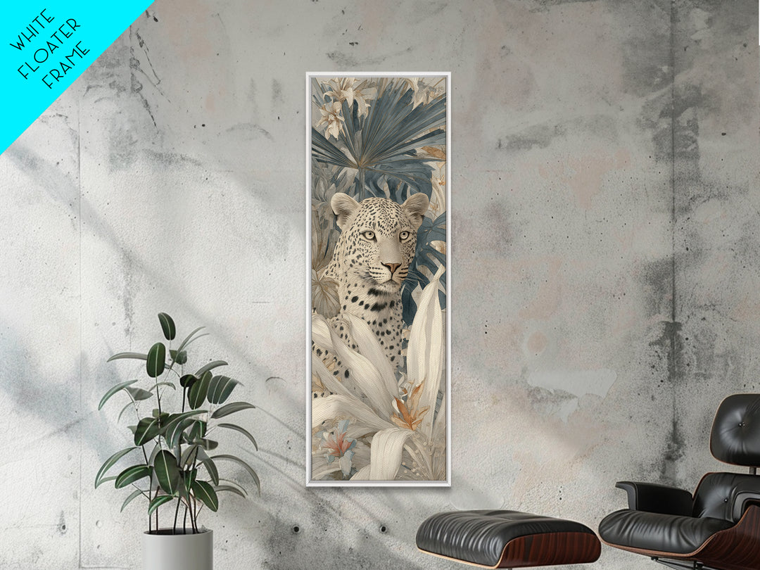 Leopard Hidden Among Palm Leaves Framed Canvas Print, Tropical Art, Fine Art Print, Living Room Decor, Fine Art, Tropic, TRO-1x3-74