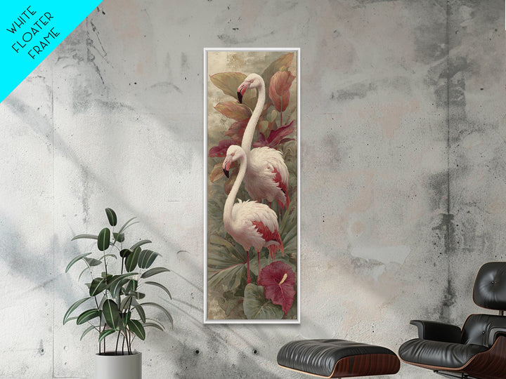 Pink Flamingos Among Tropical Water Plants Canvas Print, Tropical Art, Contemporary Art, Living Room Decor, Fine Art, Tropic, TRO-1x3-86