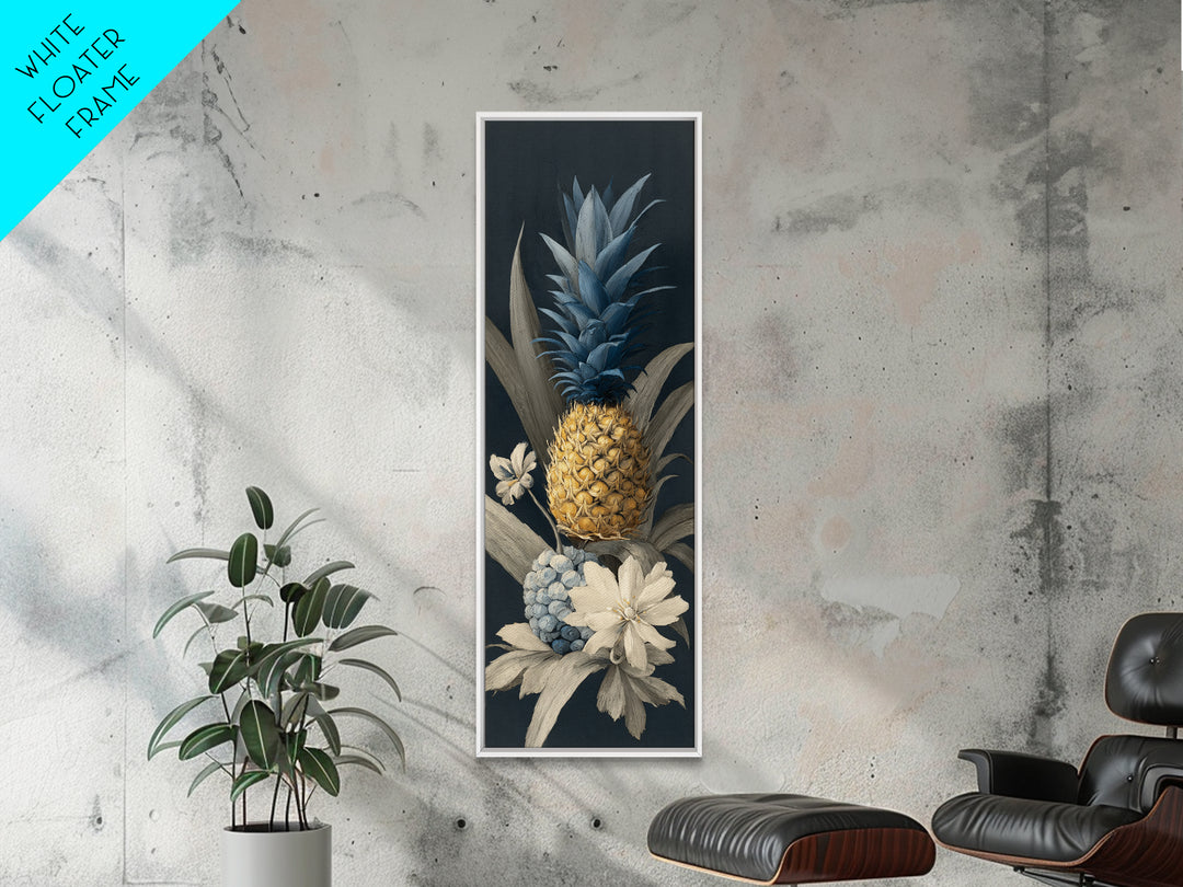 Pineapple and Palm Still Life Canvas Print, Tropical Art, Wall Art, Living Room Decor, Oil Painting, Tropic, Pink Wall Art, TRO-1x3-90