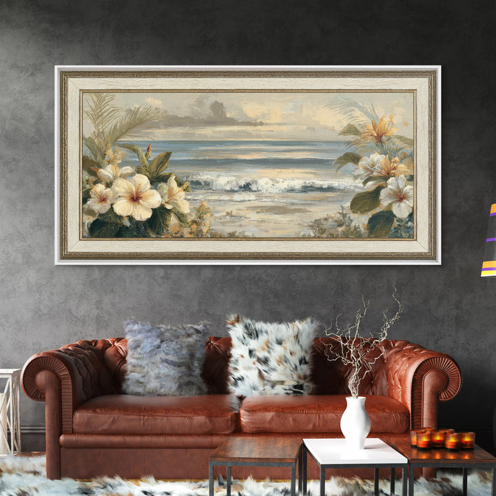 Sunset Surf Scene Framed Canvas Print, Tropical Art, Room Decor, Living Room Decor, Fine Art, Tropic, Printable, TRO-2x1-18