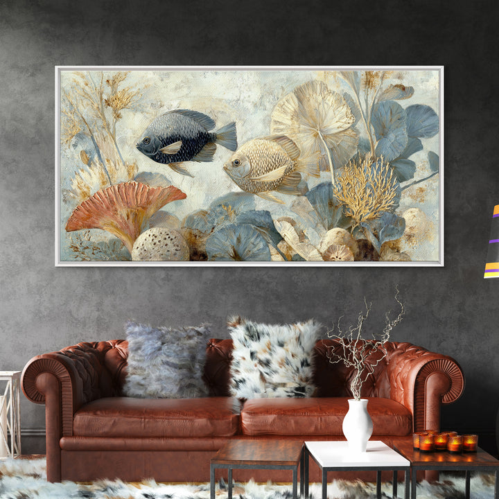 Tropical Fish over Coral Reef Canvas Print, Tropical Art, Digital Print, Living Room Decor, Tropic, Downloadable Prints, TRO-2x1-31