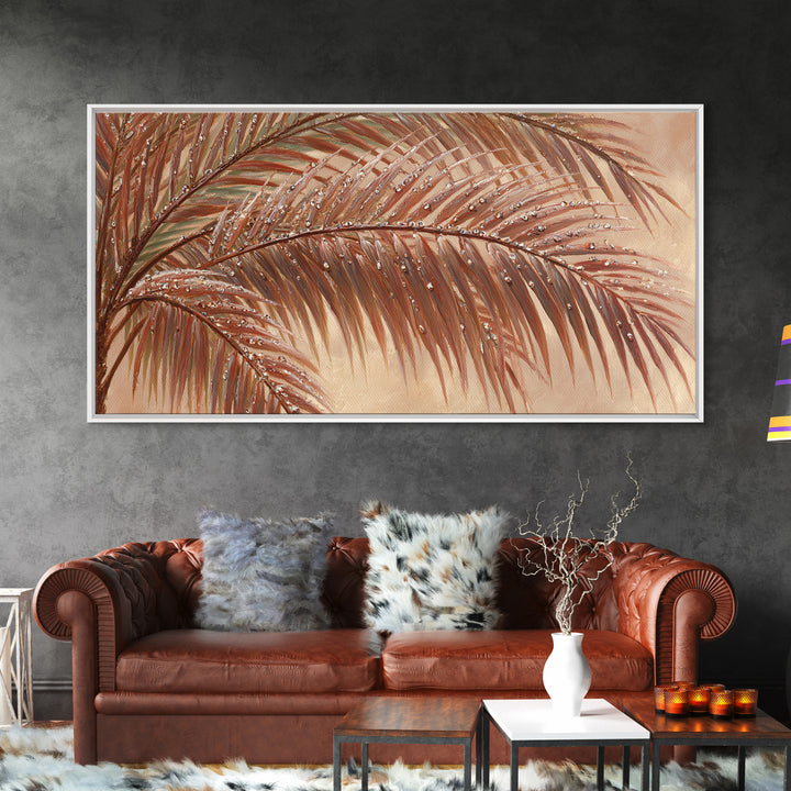 Rain Soaked Palm Leaf Closeup Canvas Print, Tropical Art, Art Print, Living Room Decor, Fine Art, Tropic, Abstract Painting, TRO-2x1-41