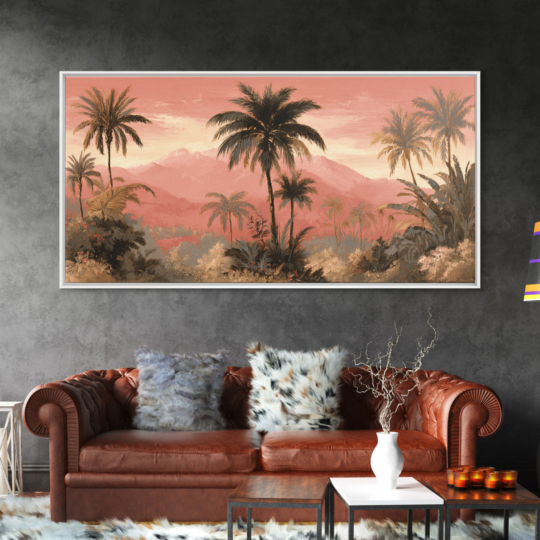 Palm Tree Silhouettes Canvas Print, Tropical Art, Digital Prints, Living Room Decor, Fine Art, Tropic 148, Set of Prints, TRO-2x1-48