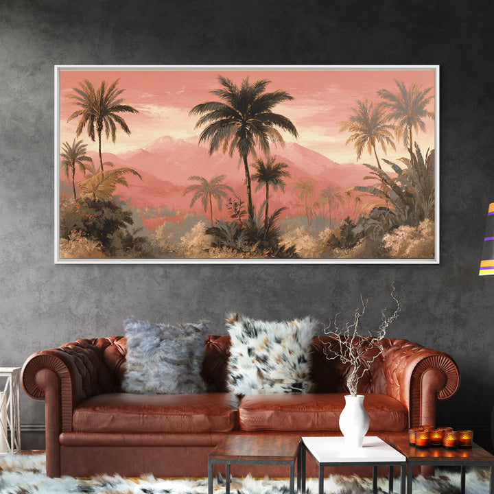Palm Tree Silhouettes Canvas Print, Tropical Art, Digital Prints, Living Room Decor, Fine Art, Tropic 148, Set of Prints, TRO-2x1-48