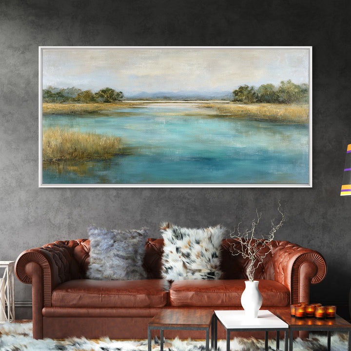 Tropical Lagoon with Turquoise Water Framed Canvas Print, Tropical Art, Room Decor, Living Room Decor, Fine Art, Tropic, TRO-2x1-75
