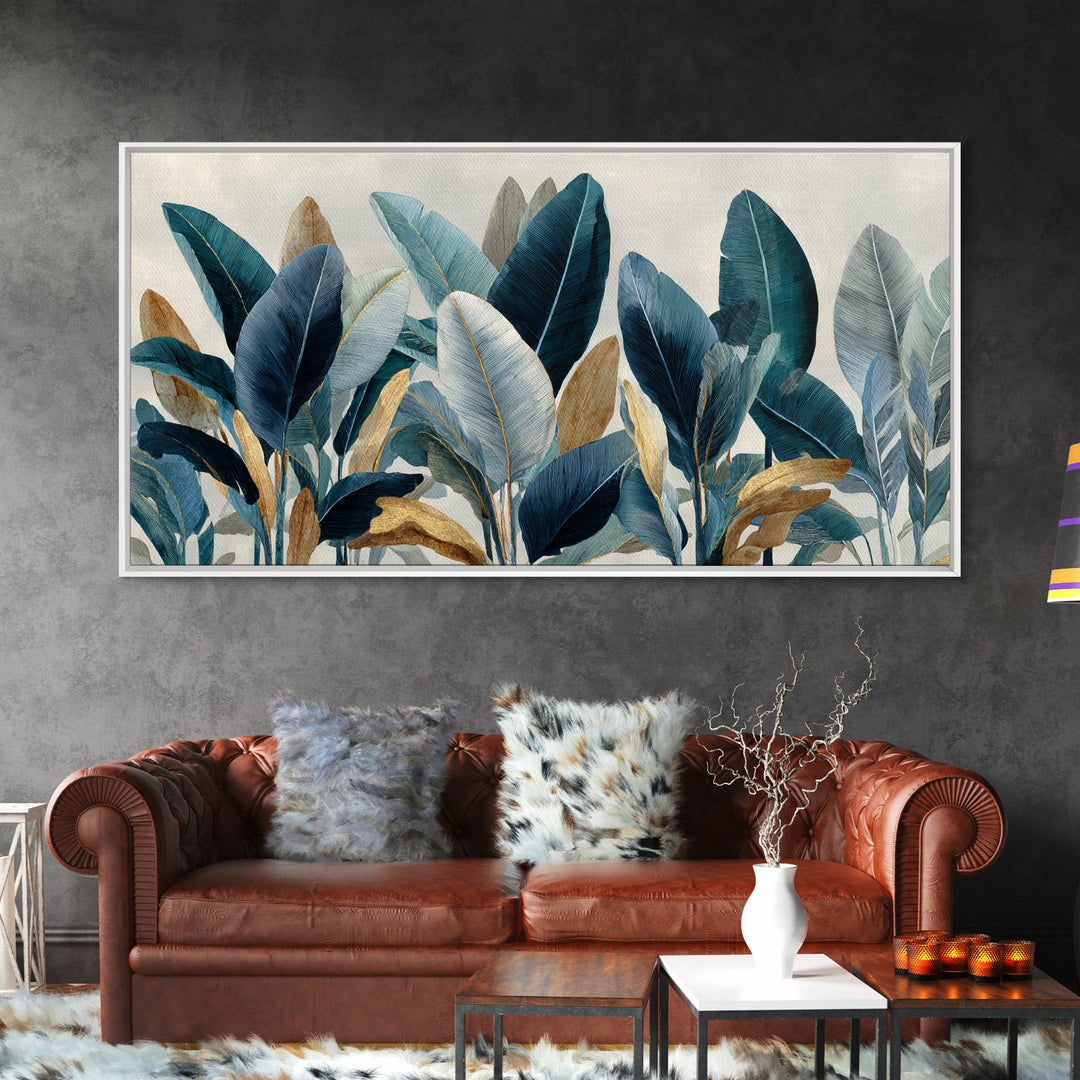 Banana Leaves Layered Canvas Print, Tropical Art, Watercolor Painting, Living Room Decor, Oil Painting, Tropic, TRO-2x1-77