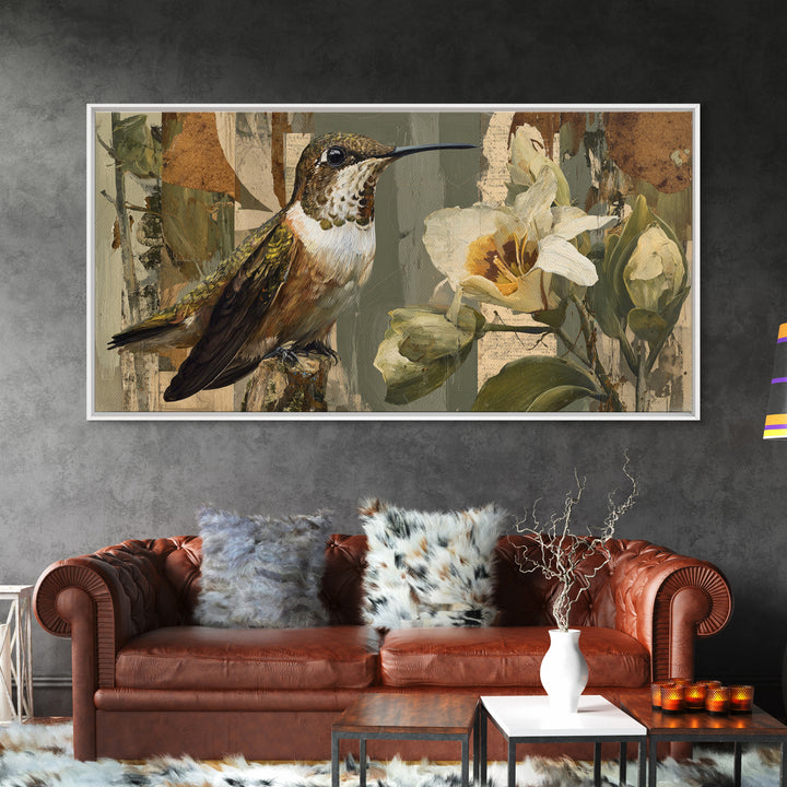 Orchid and Hummingbird Composition Canvas Print, Tropical Art, Digital Prints, Living Room Decor, Tropic 178, Set of Prints, TRO-2x1-78