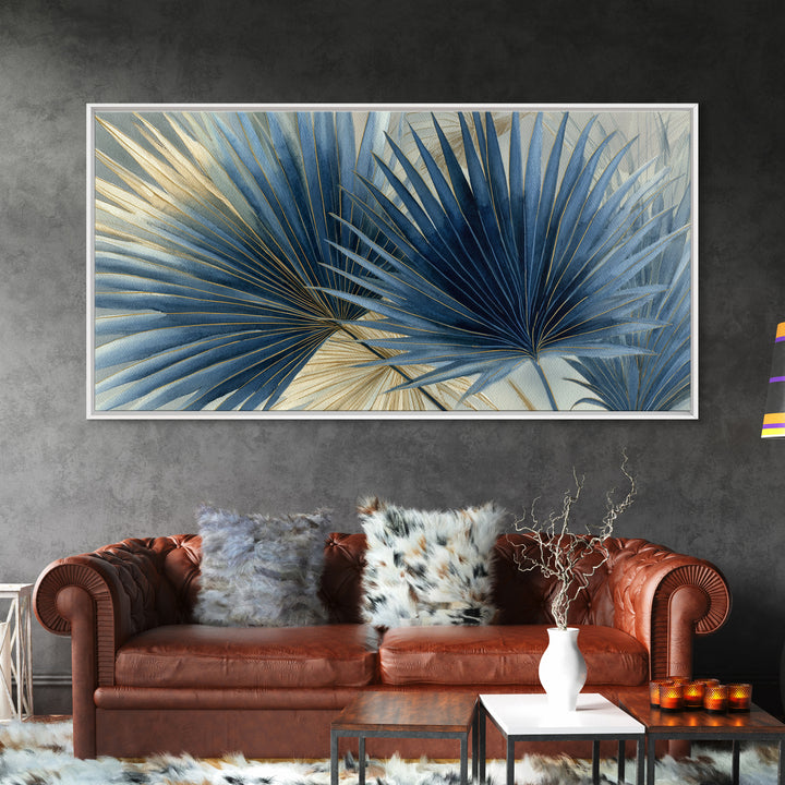 Rain Soaked Palm Leaf Closeup Canvas Print, Tropical Art, Coastal Wall Art, Living Room Decor, Oil Painting, Tropic, TRO-2x1-89
