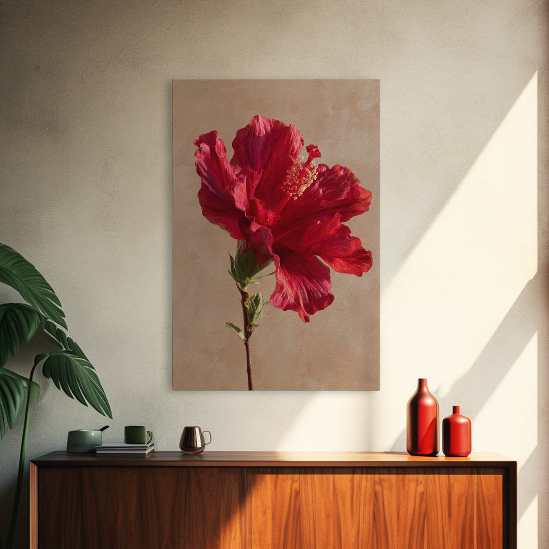 Hibiscus Flower Closeup Framed Canvas Print, Tropical Art, Digital Print, Living Room Decor, Tropic, Downloadable Prints, TRO-2x3-13