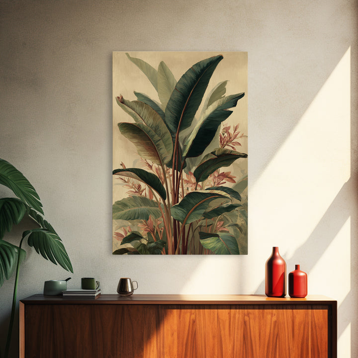 Banana Leaves Layered Framed Canvas Print, Tropical Art, Printable Art, Living Room Decor, Abstract Art, Tropic, TRO-2x3-17