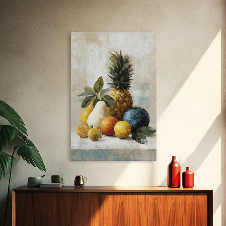 Tropical Fruit Market Arrangement Framed Canvas Print, Tropical Art, Printable Art, Living Room Decor, Abstract Art, Tropic, TRO-2x3-47
