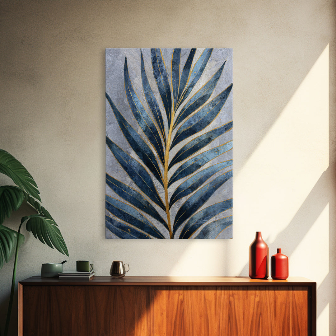 Rain Soaked Palm Leaf Closeup Canvas Print, Tropical Art, Printable Wall Art, Living Room Decor, Watercolor Art, Tropic, TRO-2x3-5